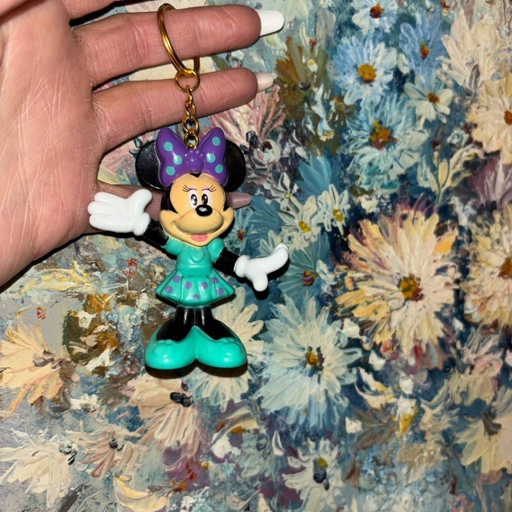 Disney Minnie Mouse Keychain with Teal Dress